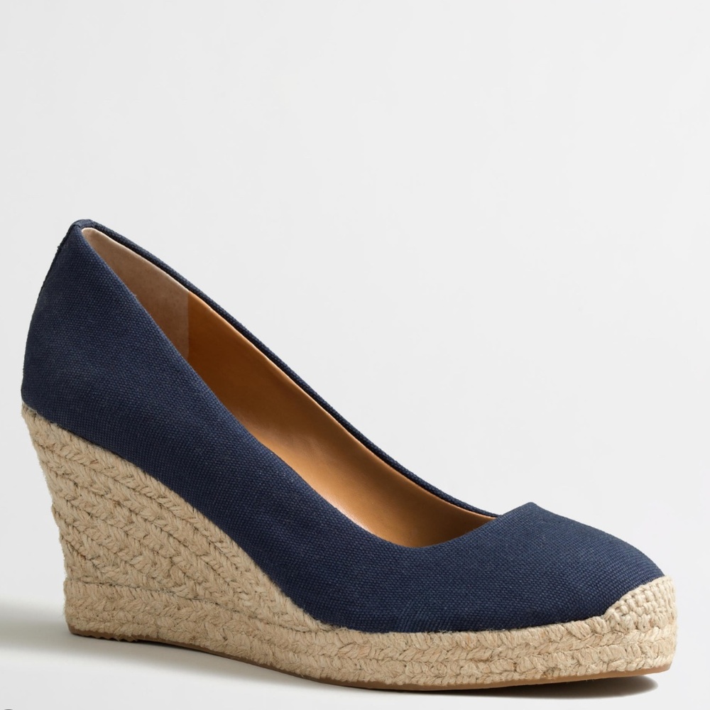 J.Crew Factory Navy Espadrille Wedges 8